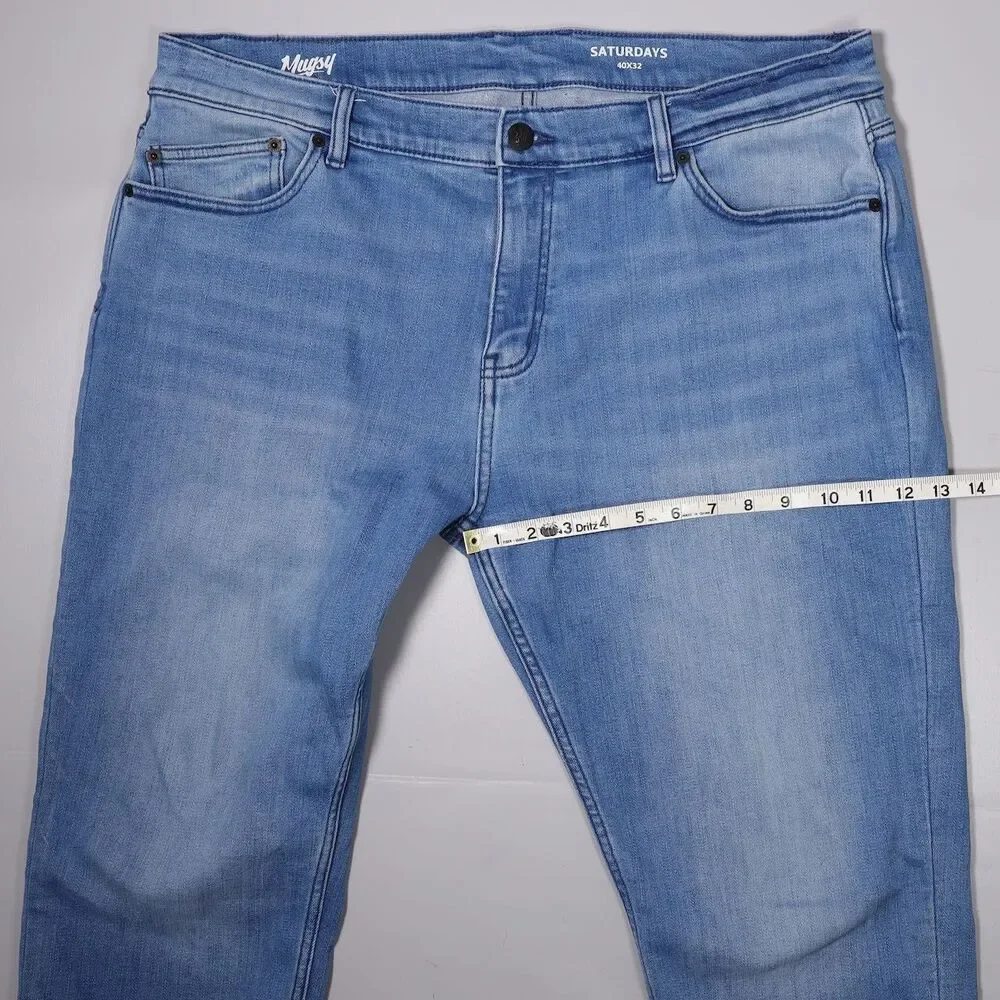 Mugsy Saturdays Jeans Cashmere Blend Blue Stretch Denim Mens 40 x 32